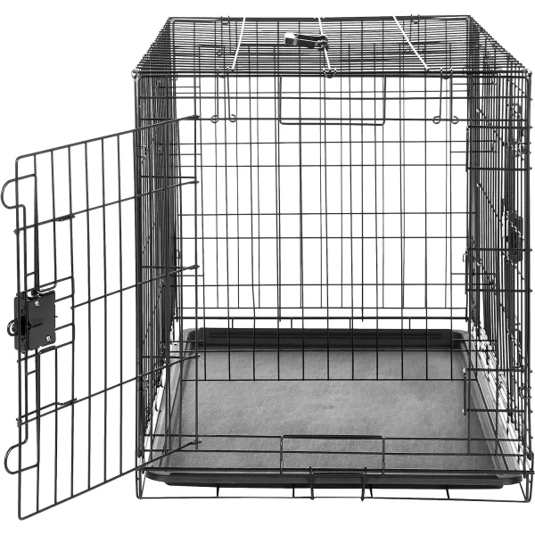 Amazon Basics  DurableFoldable Metal Wire Dog Crate with Tray Double Door Divider 24 x 18 x 20 Inches Black36L x 23W x 25H Double Door w Divider