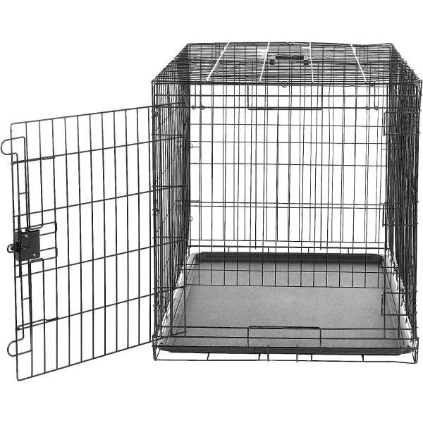 Amazon Basics  DurableFoldable Metal Wire Dog Crate with Tray Double Door Divider 24 x 18 x 20 Inches Black42L x 28W x 30H Double Door w Divider