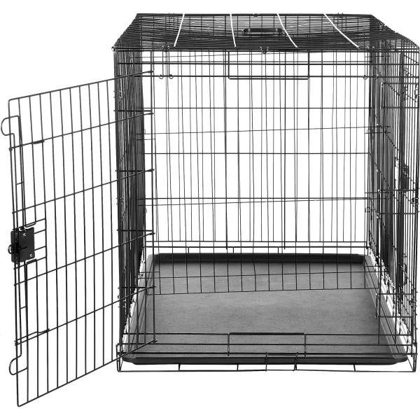 Amazon Basics  DurableFoldable Metal Wire Dog Crate with Tray Double Door Divider 24 x 18 x 20 Inches Black48L x 30W x 325H Double Door w Divider