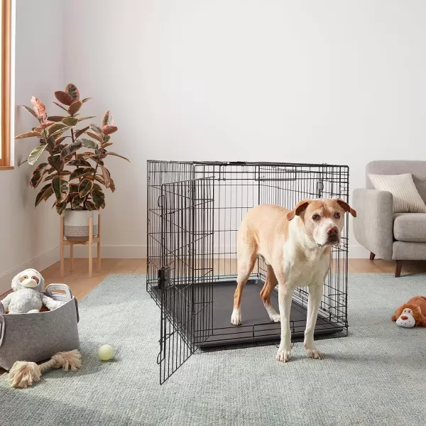 Amazon Basics  DurableFoldable Metal Wire Dog Crate with Tray Double Door Divider 24 x 18 x 20 Inches Black48L x 30W x 325H Double Door w Divider