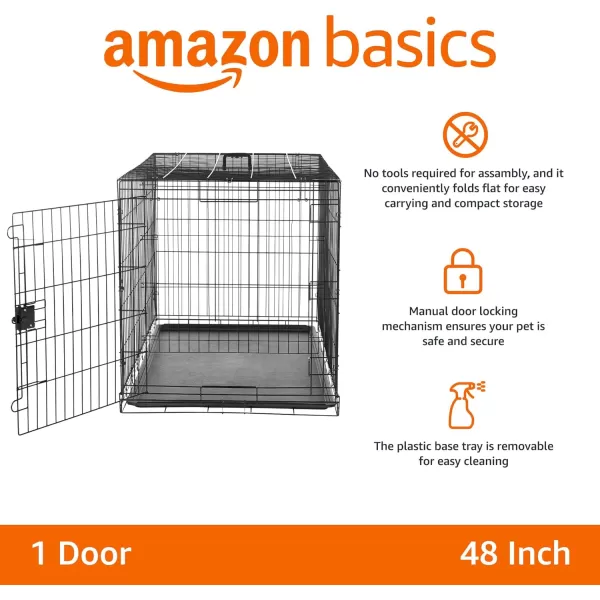 Amazon Basics  DurableFoldable Metal Wire Dog Crate with Tray Double Door Divider 24 x 18 x 20 Inches Black48L x 30W x 325H Single Door w Divider