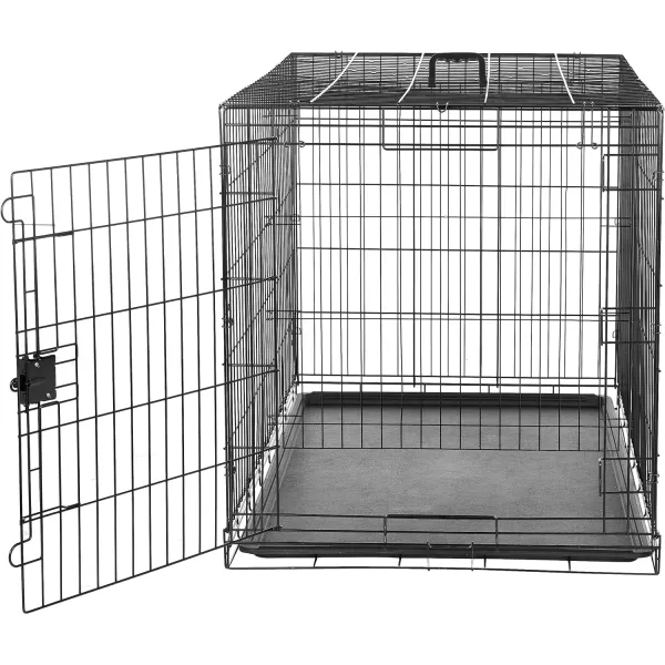 Amazon Basics  DurableFoldable Metal Wire Dog Crate with Tray Double Door Divider 24 x 18 x 20 Inches Black48L x 30W x 325H Single Door w Divider