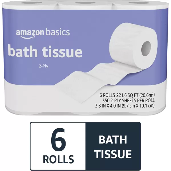 Amazon Basics 2Ply Toilet Paper 30 Rolls  120 Regular Rolls 350 Sheets Pack of 30 Unscented350 sheet Pack of 6