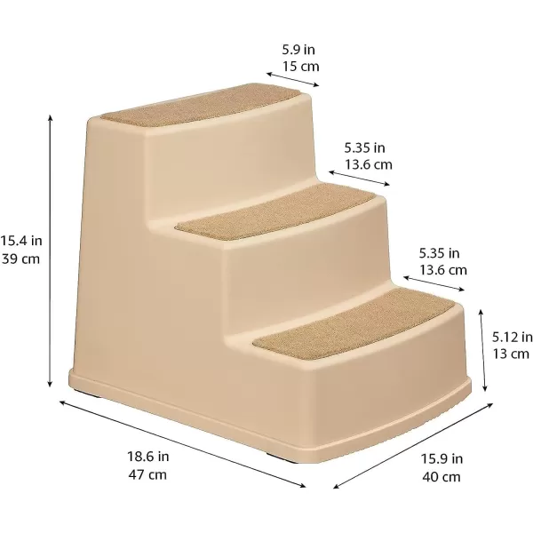Amazon Basics 3 Step Non Slip Pet Stairs for Dogs and Cats Cocoa3Step Tan