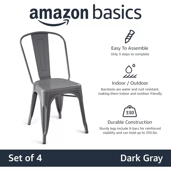 Amazon Basics 33DC01S4BK Chair 4 Pack 201D x 171W x 335H Matte BlackDark Grey
