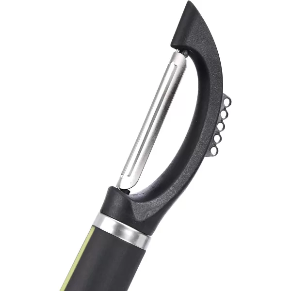 Amazon Basics 3Piece Peeler Set Soft Grip Handle BlackGreenSwivel Peeler 1Piece