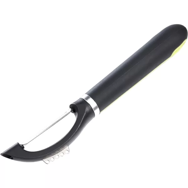 Amazon Basics 3Piece Peeler Set Soft Grip Handle BlackGreenSwivel Peeler 1Piece