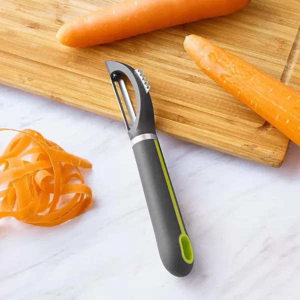 Amazon Basics 3Piece Peeler Set Soft Grip Handle BlackGreenSwivel Peeler 1Piece