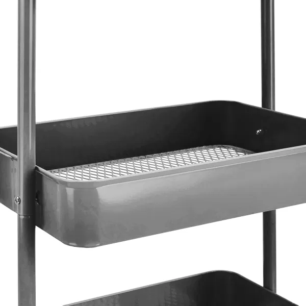 Amazon Basics 3Tier Rolling Cart with Wheels Utility or Kitchen  CharcoalCharcoal