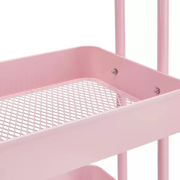 Amazon Basics 3Tier Rolling Cart with Wheels Utility or Kitchen  CharcoalDusty Pink