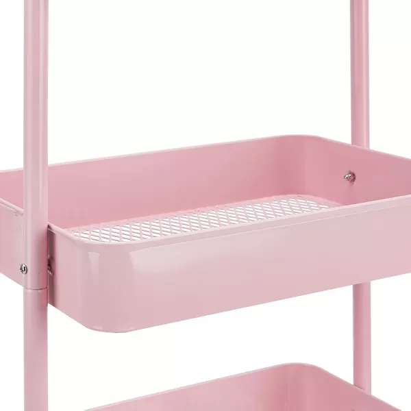 Amazon Basics 3Tier Rolling Cart with Wheels Utility or Kitchen  CharcoalDusty Pink