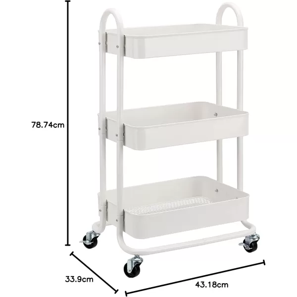 Amazon Basics 3Tier Rolling Cart with Wheels Utility or Kitchen  CharcoalWhite