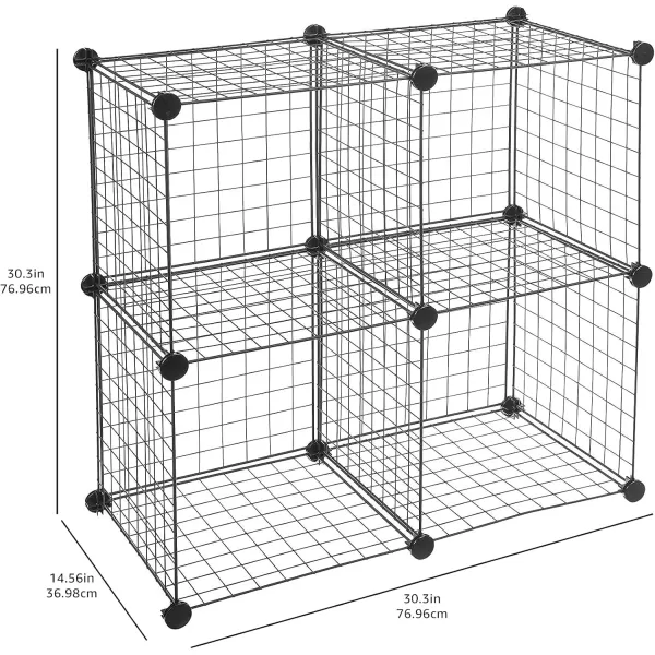 Amazon Basics 4 Cube Wire Grid Storage Shelves Stackable Cubes Black 14quot x 14quot x 14quotBlack