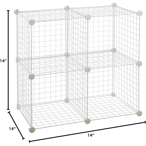 Amazon Basics 4 Cube Wire Grid Storage Shelves Stackable Cubes Black 14quot x 14quot x 14quotWhite