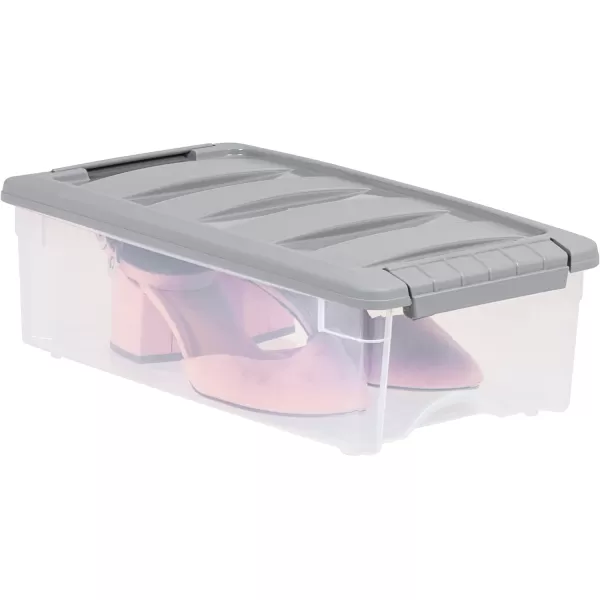 Amazon Basics 5 Quart Stackable Plastic Storage Container Bins with Secure Latching Lids for Home Organization ClearGrey Pack of 105 Qt  10 Pack