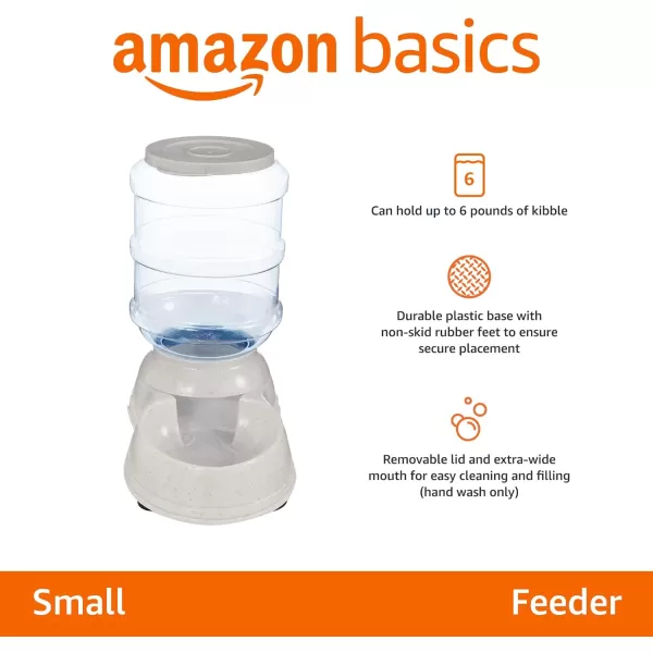 Amazon Basics Automatic Dog Cat Water Dispenser Gravity Feeder and Waterer Set Large 12Pound Food Capacity 25Gallon GrayFeeder Small