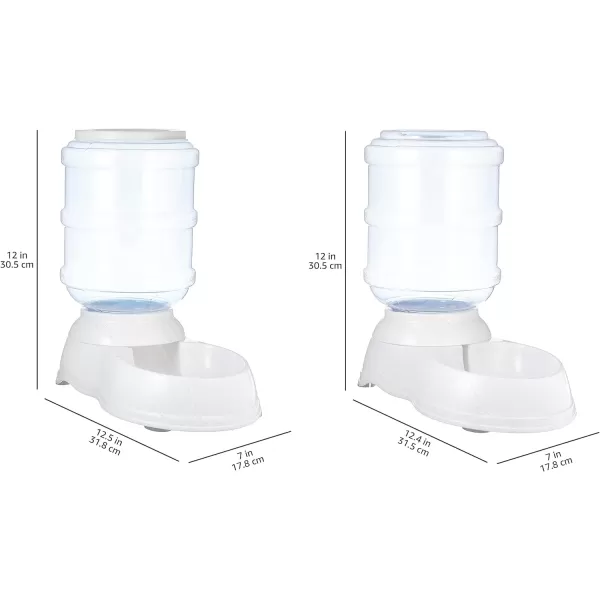 Amazon Basics Automatic Dog Cat Water Dispenser Gravity Feeder and Waterer Set Large 12Pound Food Capacity 25Gallon GrayWaterer  Feeder Small
