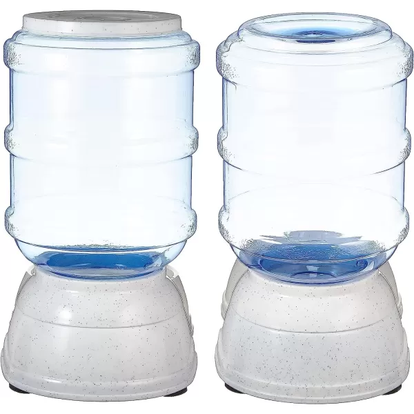 Amazon Basics Automatic Dog Cat Water Dispenser Gravity Feeder and Waterer Set Large 12Pound Food Capacity 25Gallon GrayWaterer  Feeder Small
