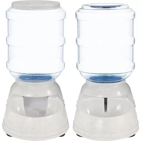 Amazon Basics Automatic Dog Cat Water Dispenser Gravity Feeder and Waterer Set Large 12Pound Food Capacity 25Gallon GrayWaterer  Feeder Small