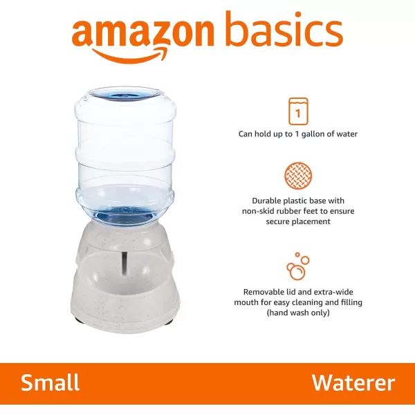 Amazon Basics Automatic Dog Cat Water Dispenser Gravity Feeder and Waterer Set Large 12Pound Food Capacity 25Gallon GrayWaterer Small