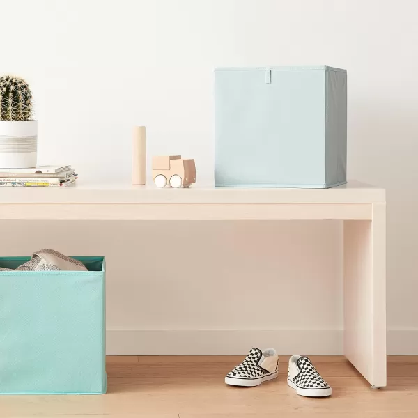 Amazon Basics Collapsible Fabric Storage Cube Organizer Bins  Pack of 6 White 13x15x13quotJade Green