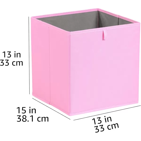 Amazon Basics Collapsible Fabric Storage Cube Organizer Bins  Pack of 6 White 13x15x13quotPink