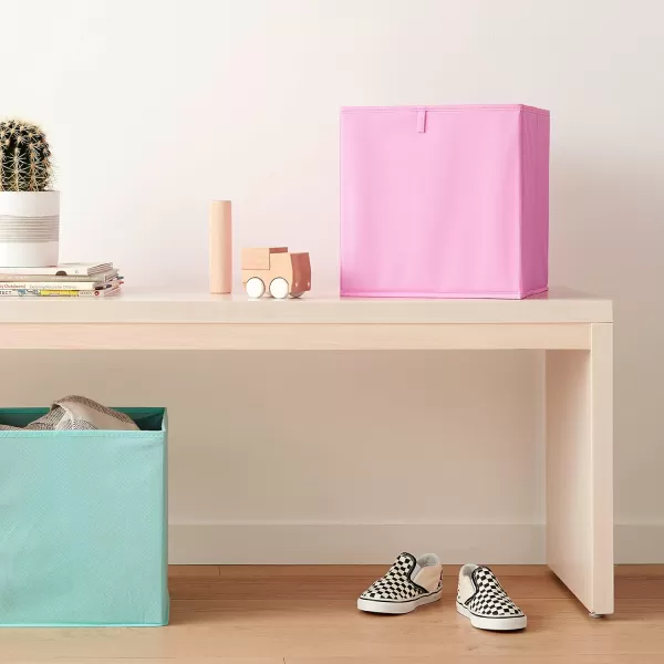 Amazon Basics Collapsible Fabric Storage Cube Organizer Bins  Pack of 6 White 13x15x13quotPink