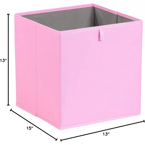 Amazon Basics Collapsible Fabric Storage Cube Organizer Bins  Pack of 6 White 13x15x13quotPink