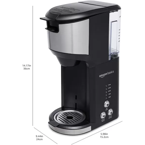 Amazon Basics Drip Coffee Maker with KCup 14 Oz Black and Stainless steel 598D x 944W x 1417HStandard
