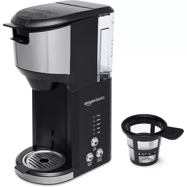 Amazon Basics Drip Coffee Maker with KCup 14 Oz Black and Stainless steel 598D x 944W x 1417HStandard