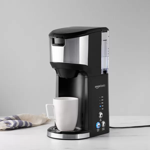 Amazon Basics Drip Coffee Maker with KCup 14 Oz Black and Stainless steel 598D x 944W x 1417HStandard