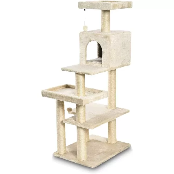 Amazon Basics Extra Large Cat Tree Tower with Condo  24 x 56 x 19 Inches BeigeBeige Condo Tree Tower