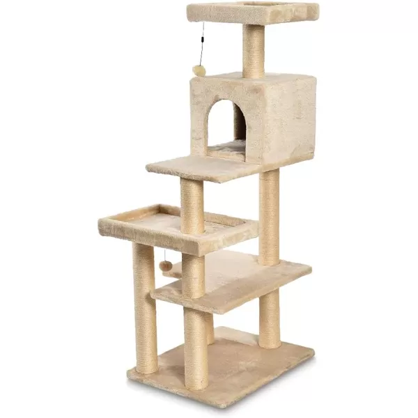 Amazon Basics Extra Large Cat Tree Tower with Condo  24 x 56 x 19 Inches BeigeBeige Condo Tree Tower