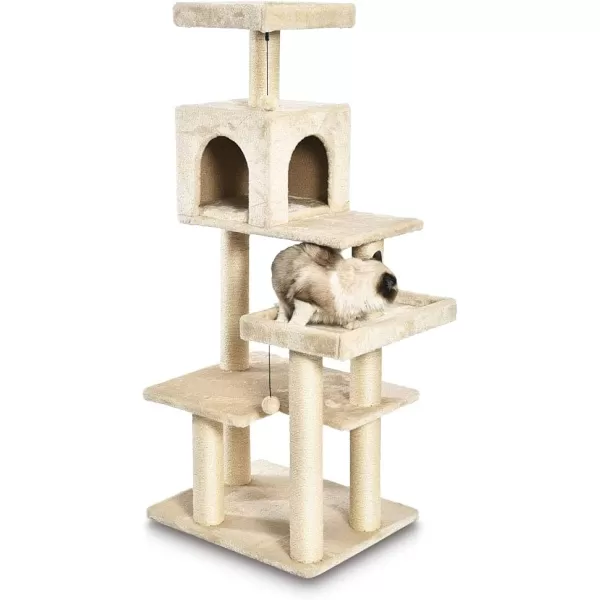 Amazon Basics Extra Large Cat Tree Tower with Condo  24 x 56 x 19 Inches BeigeBeige Condo Tree Tower