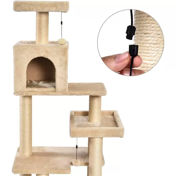 Amazon Basics Extra Large Cat Tree Tower with Condo  24 x 56 x 19 Inches BeigeBeige Condo Tree Tower