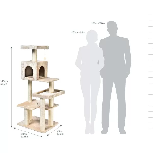 Amazon Basics Extra Large Cat Tree Tower with Condo  24 x 56 x 19 Inches BeigeBeige Condo Tree Tower