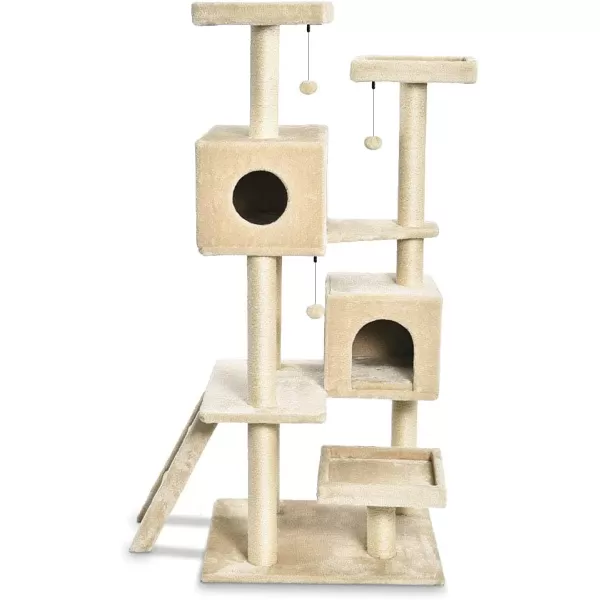 Amazon Basics Extra Large Cat Tree Tower with Condo  24 x 56 x 19 Inches BeigeBeige Dual Condo Tree Tower