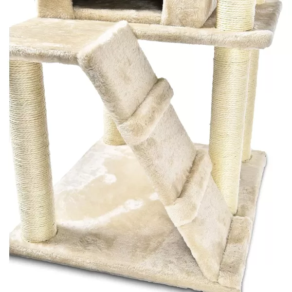 Amazon Basics Extra Large Cat Tree Tower with Condo  24 x 56 x 19 Inches BeigeBeige MultiLevel Tree Tower