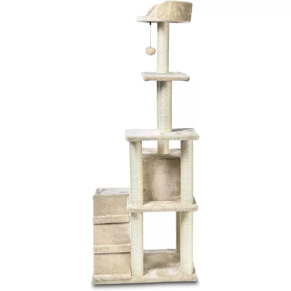 Amazon Basics Extra Large Cat Tree Tower with Condo  24 x 56 x 19 Inches BeigeBeige MultiLevel Tree Tower