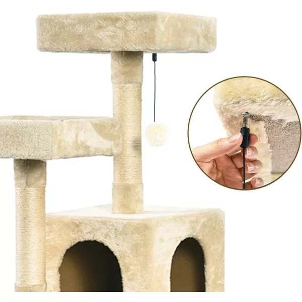 Amazon Basics Extra Large Cat Tree Tower with Condo  24 x 56 x 19 Inches BeigeBeige MultiPlatform Tree Tower