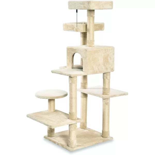 Amazon Basics Extra Large Cat Tree Tower with Condo  24 x 56 x 19 Inches BeigeBeige MultiPlatform Tree Tower