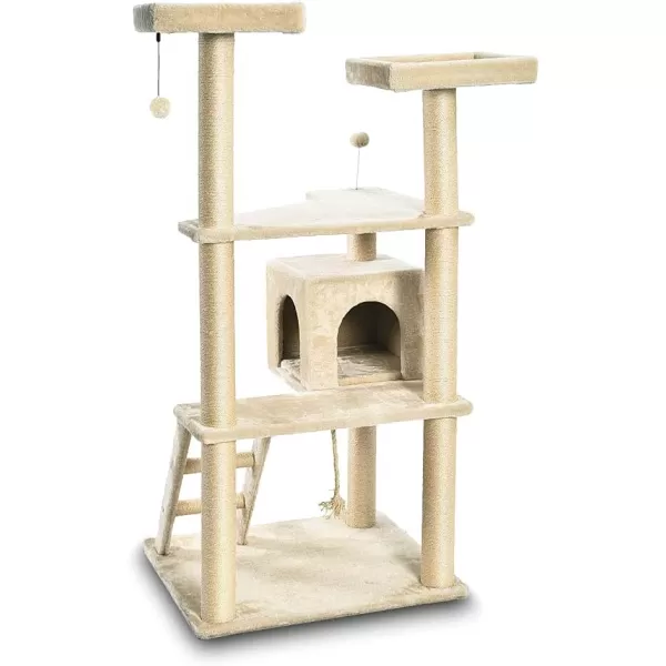 Amazon Basics Extra Large Cat Tree Tower with Condo  24 x 56 x 19 Inches BeigeBeige Step Ladder Tree Tower