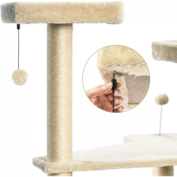 Amazon Basics Extra Large Cat Tree Tower with Condo  24 x 56 x 19 Inches BeigeBeige Step Ladder Tree Tower