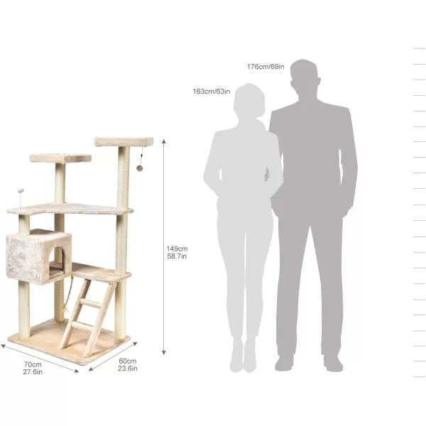 Amazon Basics Extra Large Cat Tree Tower with Condo  24 x 56 x 19 Inches BeigeBeige Step Ladder Tree Tower