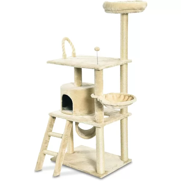 Amazon Basics Extra Large Cat Tree Tower with Condo  24 x 56 x 19 Inches BeigeBeige Tunnel and Platform Tree Tower