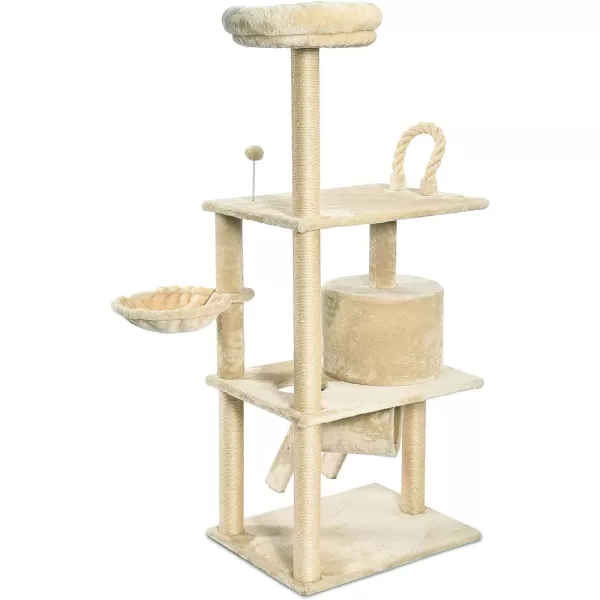 Amazon Basics Extra Large Cat Tree Tower with Condo  24 x 56 x 19 Inches BeigeBeige Tunnel and Platform Tree Tower