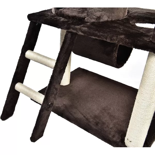 Amazon Basics Extra Large Cat Tree Tower with Condo  24 x 56 x 19 Inches BeigeDark Brown Tunnel and Platform Tree Tower