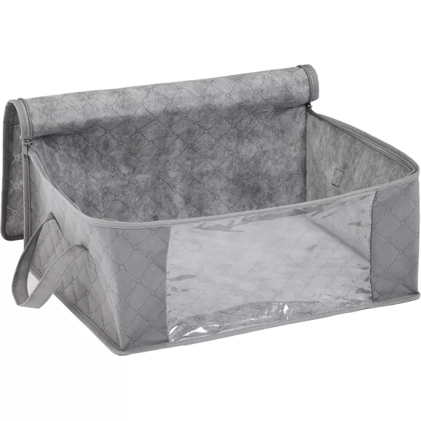 Amazon Basics Foldable Large Zipper Storage Bag Organizer Cubes with Clear Window ampamp Handles 3Pack GrayGray