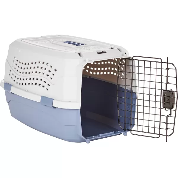 Amazon Basics HardSided Dog and Cat Kennel SingleDoor Travel Pet Carrier with Metal Wire Ventilation 23InchTwoDoor TopLoad 23Inch