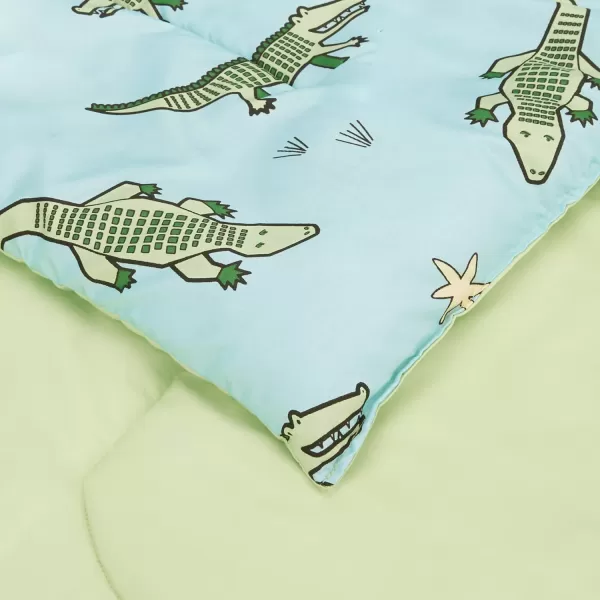 Amazon Basics Kids EasyWash Microfiber BedinaBag 5Piece Bedding Set Twin Dino FriendsGator Squad Queen